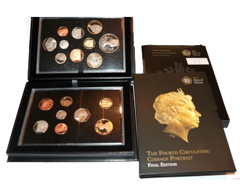 2 x UK Proof Sets comprising: 2012 a set of 10 coins: 8 x 'definitive' circulating coins: £2 (Rushin), £1, 50p, 20p, 10p, 5p,