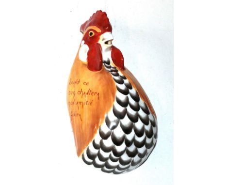 A Royal Worcester wall mounted string holder in the form of a cockerel, shape number 2400