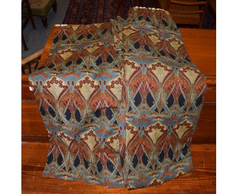 A pair of Liberty style lined curtains, 217cm drop, 290cm wide (each) 