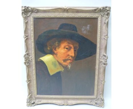 E.J.H. SCHOLTEN Portrait of a Gentleman in the manner of Rembrandt, Oil painting on canvas, unsigned, 59cm x 44cm, in ornate 