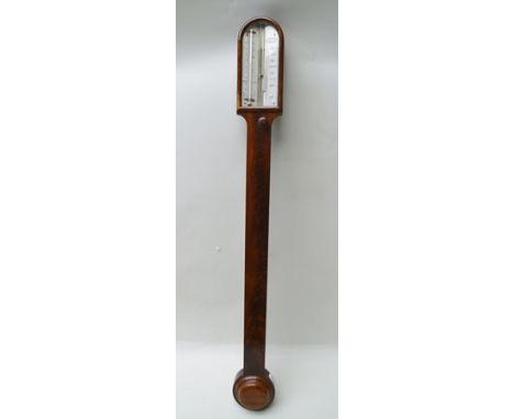 A 19TH CENTURY MAHOGANY STICK BAROMETER, the calibrated panel engraved "J. Newman, 122 Regent St., London", 90cm high 