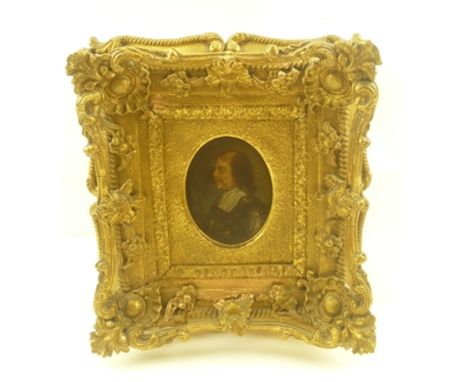 ENGLISH SCHOOL "Parliamentarian" (profile portrait miniature of an English Civil War Soldier, reminiscent of Oliver Cromwell)