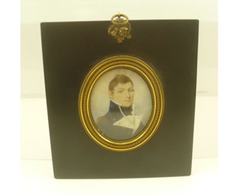 EARLY 19TH CENTURY BRITISH SCHOOL "Lieutenant William Matterrace - Royal Navy", a portrait miniature in uniform, a Watercolou