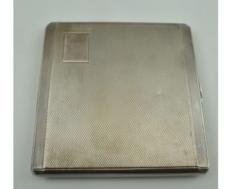 JOHN HENRY WYNN AN EARLY 20TH CENTURY SILVER CIGARETTE CASE, having engine turned decoration, Birmingham 1920, 8cm square, 11