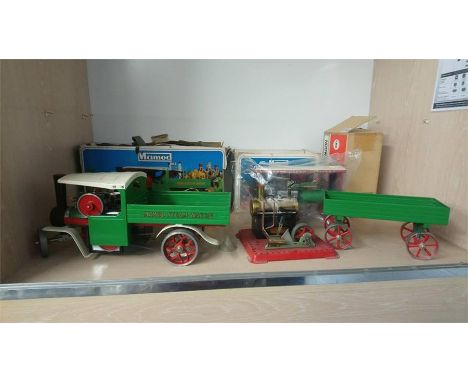 Mamod including a steam wagon, steam tractor, open wagon and a stationary engine