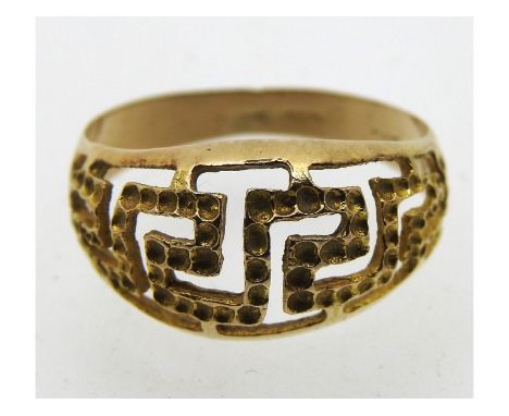 A 14ct gold Greek key style ring, 2.2g, size P