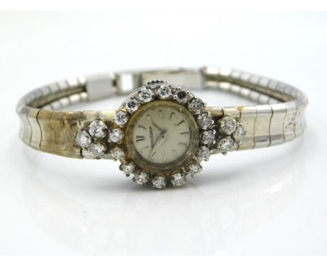 A ladies platinum Jaeger-LeCoultre ladies cocktail watch set with approx. 1.06ct of diamond, 24g