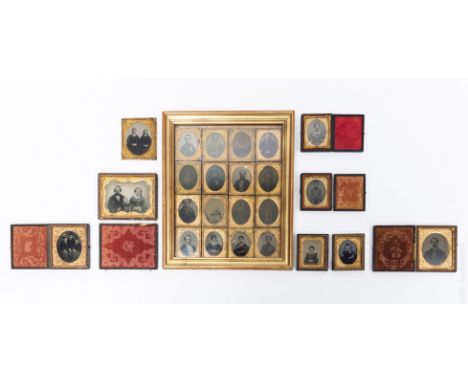 Collection of vintage (24) tintypes incl. a framed display of (16) tintypes and (8) others.