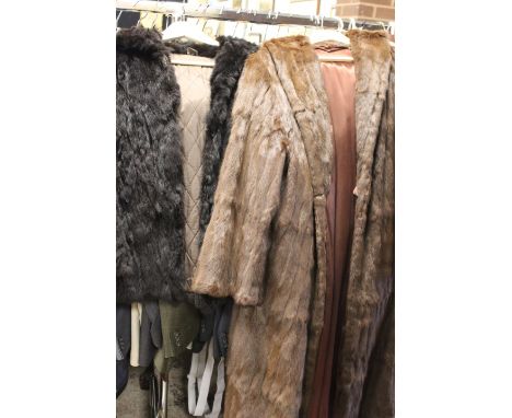 TWO VINTAGE FUR COATS, COMPRISING A BLACK CONEY FUR JACKET TOGETHER WITH A BROWN FUR EXAMPLE (2)