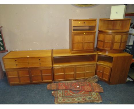 A SET OF VINTAGE NATHAN TEAK CABINETS (5)
