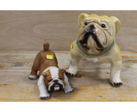 A VINTAGE CERAMIC FIGURE OF A BULL DOG TOGETHER WITH ANOTHER (2)