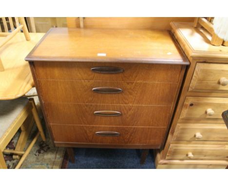 A VINTAGE TEAK FOUR DRAWER CHEST W 77 CM