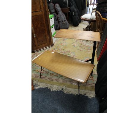 A VINTAGE RETRO COFFEE TABLE TOGETHER WITH A PATENTED BED TABLE  (2)