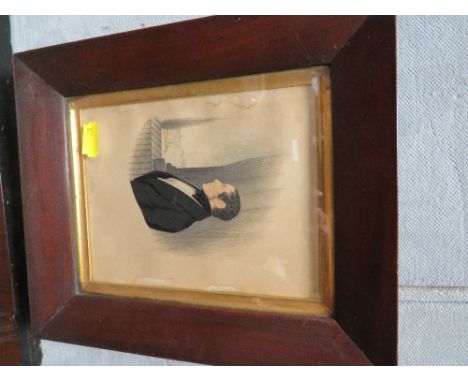 A SMALL FRAMED AND GLAZED ANTIQUE PORTRAIT OF A GEORGIAN STYLE GENTLEMAN 