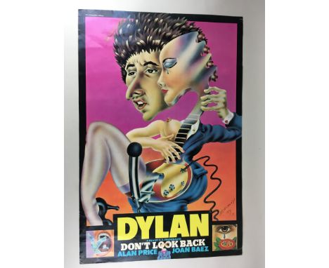 A cinema poster for the film 'Don't Look Back' starring Bob Dylan, Alan Price and Joan Baez, artwork designed by Alan Aldridg