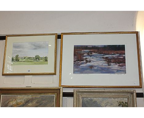 Local interest, Moira Grice, landscape, 'Afternoon shadows at Halnaker windmill', watercolour, inscribed, signed and dated 08