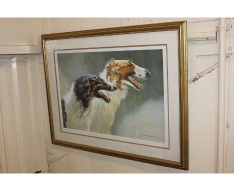 Judi Kent Pyrah, two dogs in profile, 'Borzoi Dogs', limited edition colour print, numbered 15 / 650, and signed in pencil, 4