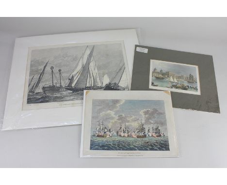 Two 18th century and later maritime coloured engravings, comprising 'The Action off Cape Francois Oct. 21st 1757', pub. Jas M
