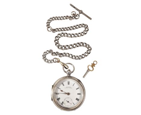 KAY OF WORCESTERSHIRE: A GENTLEMAN'S SILVER POCKET WATCH with key wind movement, the white enamel dial with black Roman numer