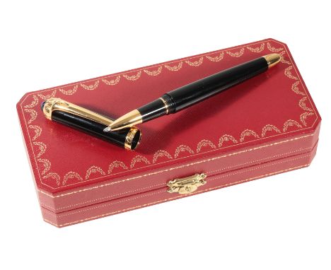 CARTIER: A DIABLO BALLPOINT PEN stamped "Cartier" to the cover, in a fitted "Cartier" presentation case, together with three 