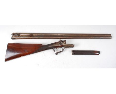 Thomas Clough & Sons of Kings Lynn, a circa 1900 double barrel side by side 12 bore breech loading hammer gun, having 30 inch