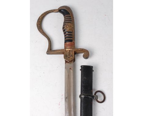 A German Third Reich Army Officer's sword, the 83cm slightly curved fullered blade stamped to the forte Eickhorn Solingen, ha