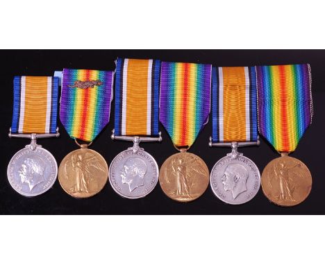 Three WW I British War and Victory duos, naming 31641. PTE. P.M. HOPPER. R.FUS. (with oak leaves), 53327. PTE. J.W. THOMAS. T