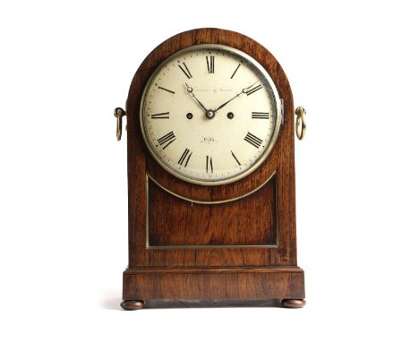 λ A LATE REGENCY ROSEWOOD BRACKET CLOCK BY FRANKCOM &amp; MOWAT BATH, EARLY 19TH CENTURY the brass eight day movement with an