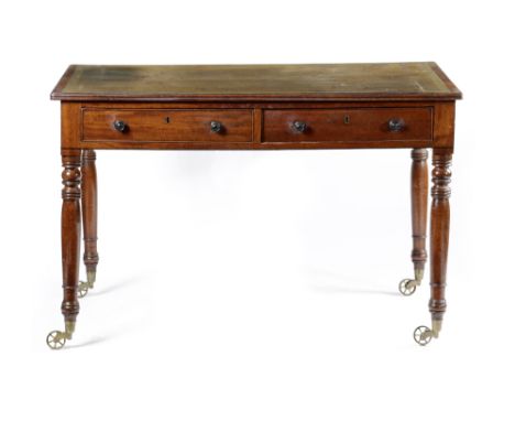 A REGENCY MAHOGANY PARTNER'S WRITING TABLE EARLY 19TH CENTURY the reeded edge top inset with a gilt tooled green leather writ