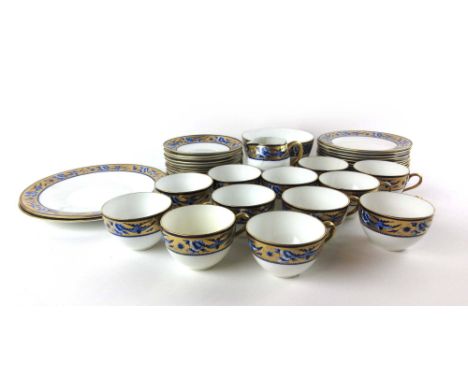 A Shelley china 'Blue Swallow' No.8190 pattern part tea service, comprising of six cups, twelve saucers, two plates, twelve s