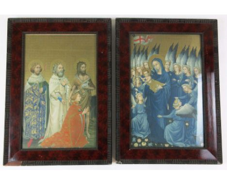 Italian School,the Madonna and child surrounded by angels,unsigned,highlighted lithograph,45 x 29 cm,together with another by