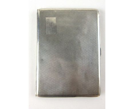 A silver hallmarked engine turned cigarette case, initialed D.M.H, Birmingham 1914, approx 110grm  CONDITION REPORT: Dimensio