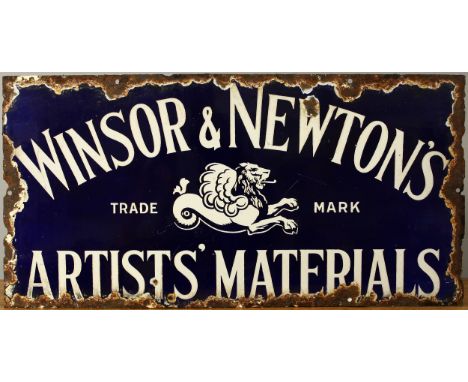 Advertising - an early 20th century rectangular shaped single sided enamel sign, white lettering on a cobalt blue ground with