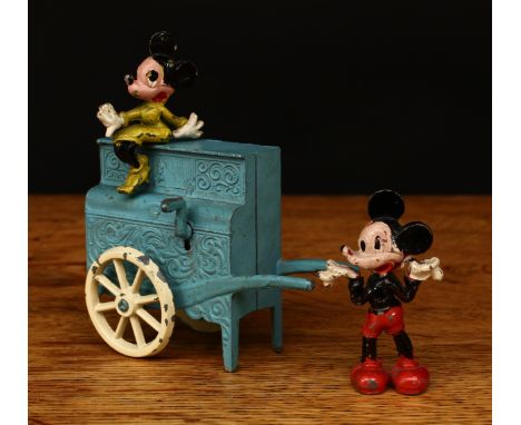 Walt Disney Interest - A late 1940's Salco (Saalheimer &amp; Co.) Mickey Mouse and Minnie Mouse barrel organ set, comprising 