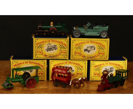 Matchbox Lesney Models of Yesteryear series, comprising Y11-1 Aveling &amp; Porter steam roller, green body and canopy roof, 