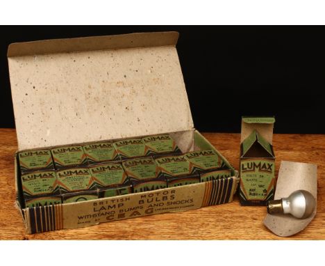 Advertising, Motoring and Automobilia Interest - a one dozen trade box of Lumax British automobile lamp bulbs made by CEAG Li
