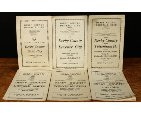 Sport, Football - a collection of 1940's Derby County football programmes, home fixtures (Baseball Ground, Derby), comprising