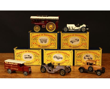 Matchbox Lesney Models of Yesteryear series, comprising Y7-1 1918 Leyland 4-ton van, reddish brown body with 'W&amp;R.JACOB &