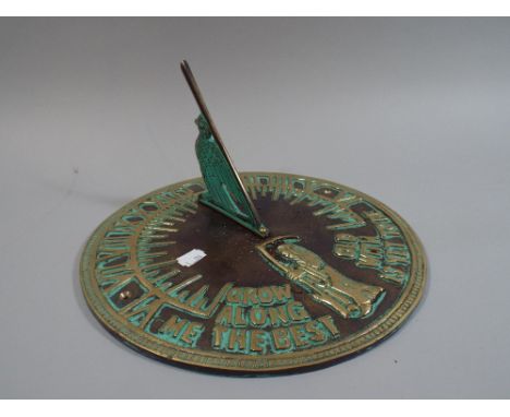 A Reproduction Brass Sundial Inscribed Grow Old Along With Me The Best Is Yet To Be. 29 Cm Diameter.  