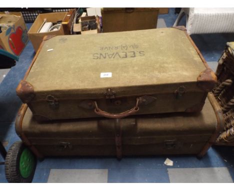 A Vintage Travelling Trunk and A 1940's/50's Navy Suitcase.