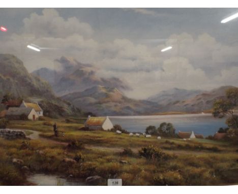 A Framed Print, Welsh Mountain Scene Signed W Reeves. 