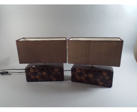 A Pair of Modern Ceramic Brick Table Lamps.