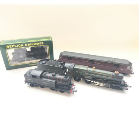 A boxed Replica Railways No.11002 Pannier 0-6-0 Br '8743', a Hornby Br '69550' tank engine, a Lima 'King George v' and a Lima