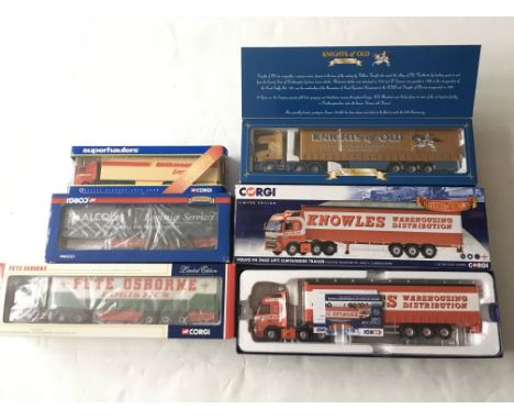 Five boxed Corgi die cast trucks, mainly 1:50 scale.