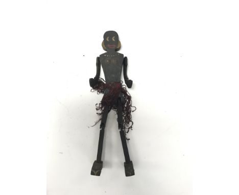 A vintage wooden doll with skirt A/F Possibly made as a puppet.