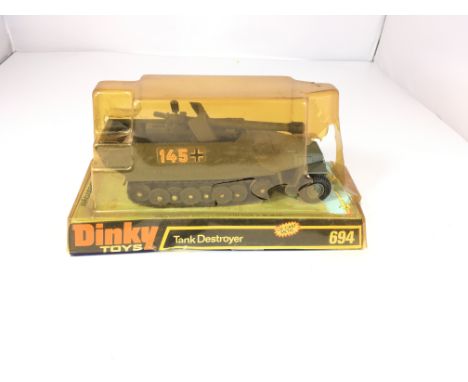 A Dinky Tank destroyer #694, plastic cover is damaged.