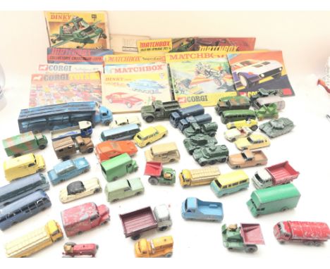 A collection of 15 Matchbox and Dinky Catalogues and a collection of Playworn die cast Matchbox, Lesney. Cars.