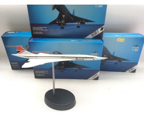 4 x Schabak Concorde models with different Airline markings. Boxed. 1:250 scale.