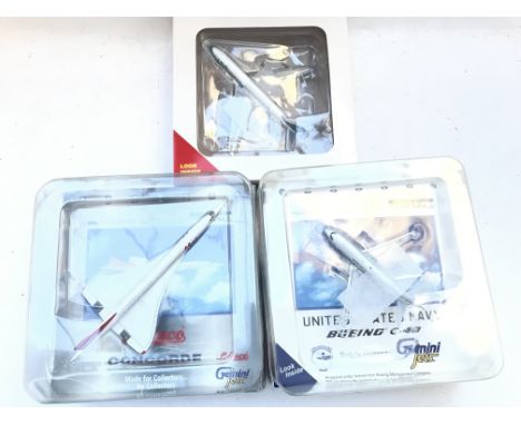3 x Gemini Jets scale 1:400 A Concorde, a Boeing C-40 and a limited edition Saudis Boeing 707-368C all boxed.