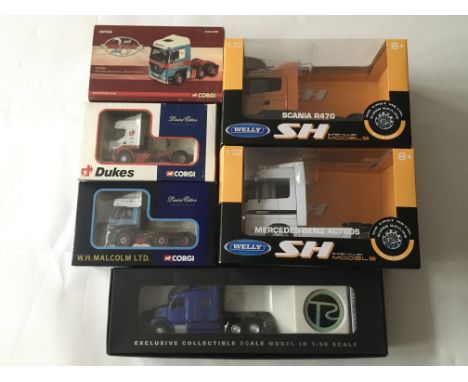 Three boxed Corgi trucks, 1:50 scale plus three others (6).